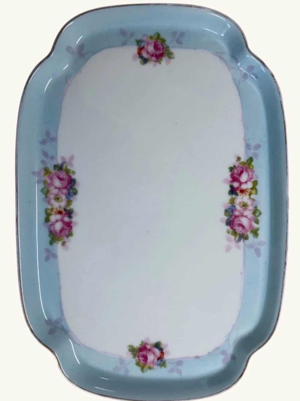 Noritake Porcelain Tray Hand Painted Floral 10x7 Vintage
